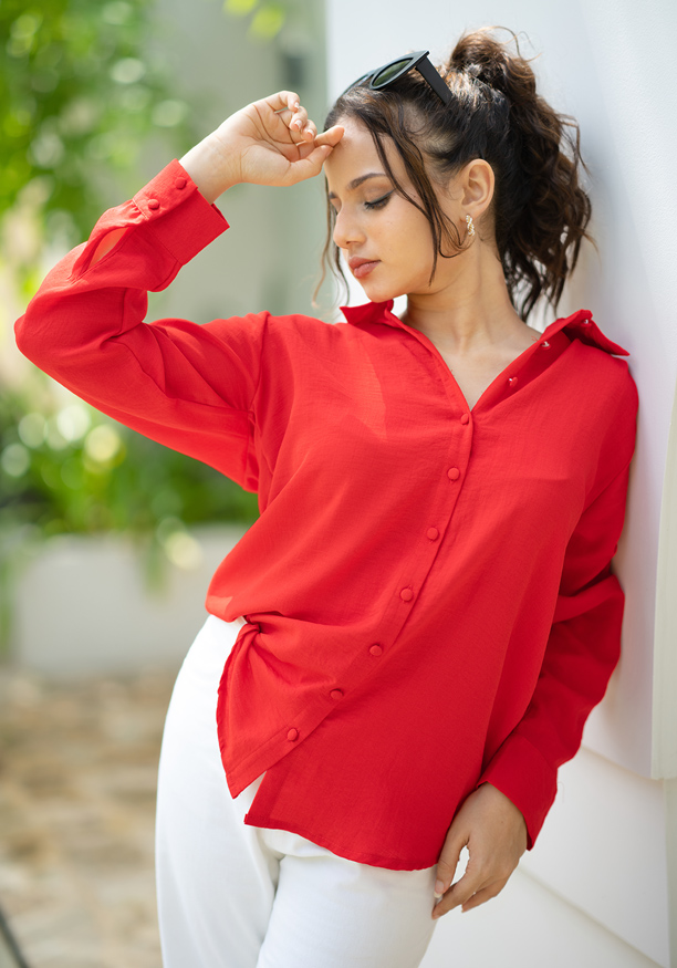 LISA RED LONG SLEEVE BLOUSE